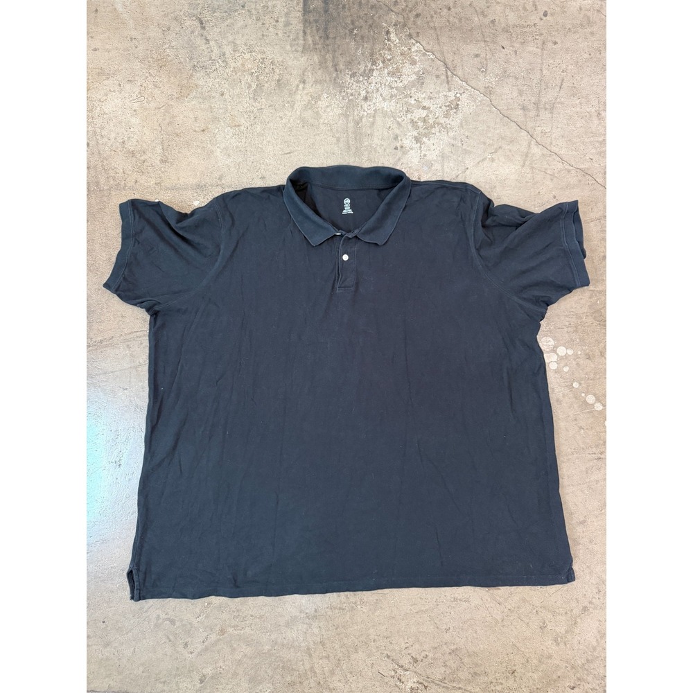 HB Mens 7XLT Black Polo Shirt 100% Cotton Short Sleeve Big & Tall Casual 0080